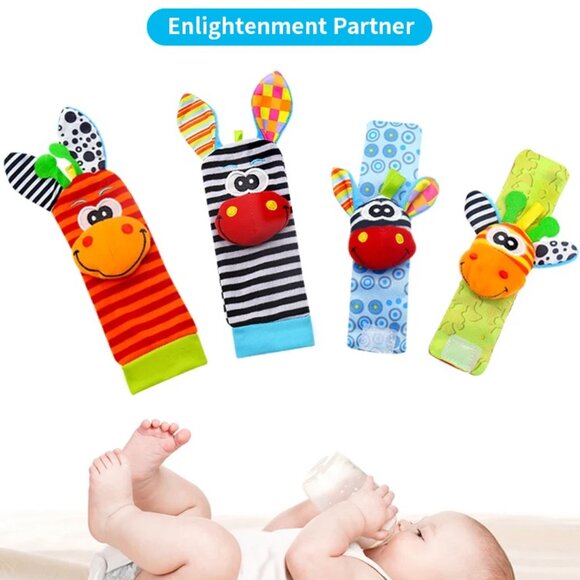 Infant bed bell baby kids plush Toddler Baby Handbell Ring Bell socks Toy Jungle - Picture 8 of 16